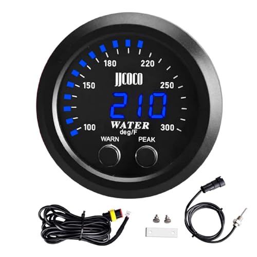 ZHSYMX Universal 52mm Water Temperature Gauge with Alarm and 1/8 Npt Sensor Car Digital Meter Blue...