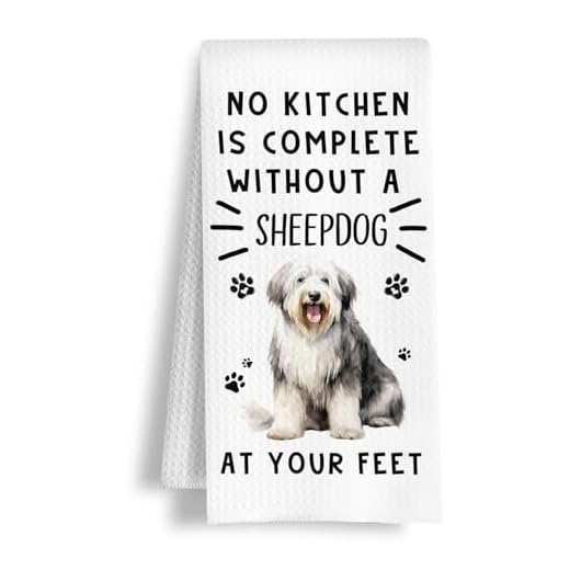 HSIASHENG Funny Sheepdog Hand Towels for Kitchen Home Bathroom Decor, A Kitchen is Not Complete Without A Sheepdog Dish Towel, Dog Lovers Gift, 16×24 Inch