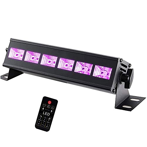 FWEOOFN Luz Negra UV LED con Control Remoto, Barra 18W 6LEDS Luz de inundación DJ Blacklight para...