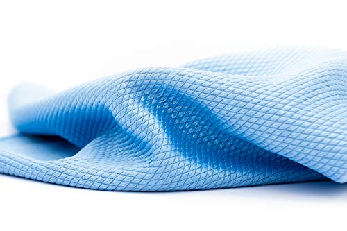 The Rag Company - Diamond Weave Glass & Window - Detailing Towels to Polish Mirrors & Chrome, Snakeskin Like Texture, Lint-Free, Streak-Free, 280gsm, 16in. x 24in, Light Blue (5-Pack)