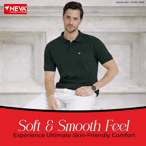 Image of NEVA Men's Regular Fit Half Sleeve Polo Neck T-Shirt with Chest Pocket