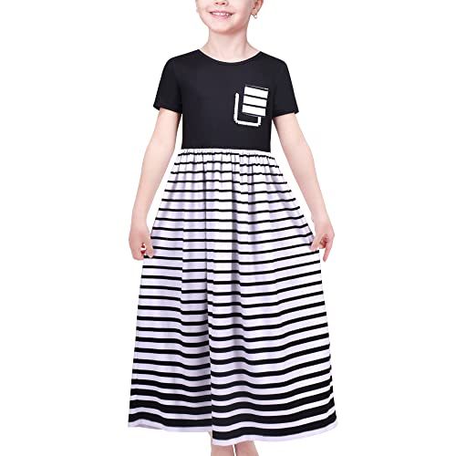 Sunny Fashion Girls Dress Floral Maxi Dress Open Back Bow Tie Casual Size 4-8