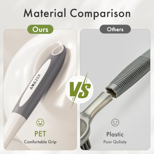 Image of Amazer Dish Brush with Handle, 2 Pack Kitchen Scrub Brushes for Cleaning, Dish Scrubber with Stiff Bristles for Sink, Pots, Pans (Grey+Grey)