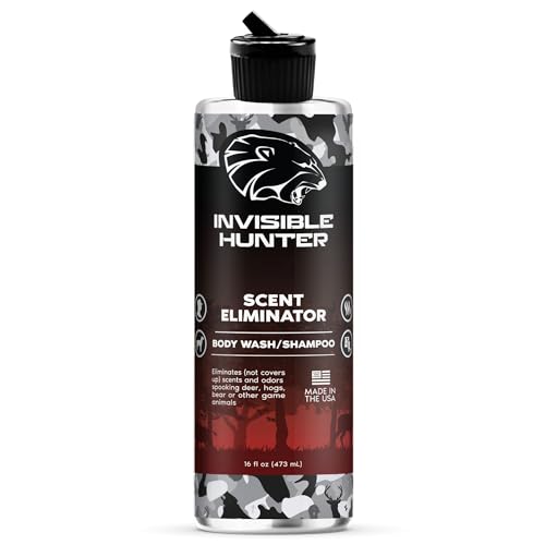 INVISIBLE HUNTER Zone Protects Scent Eliminator Body Wash & Shampoo - 16oz, Moisturizing, Odor-Removing, Unscented for Clean Hunting