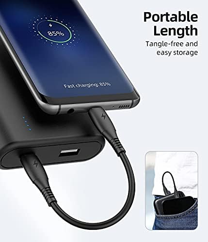 USB C to C Cable 15CM 3Pack, 0.15m USB-C 60W Fast Charging Cords for Samsung Galaxy S21/S21+/S20+ Ultra, Note 20/10 Ultra, Air 2020, iPad Pro, Power Bank and Other Type c Devices