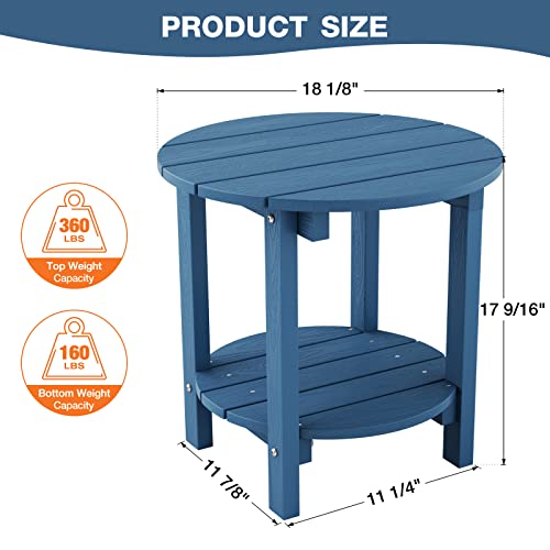 Yefu Adirondack Side Table, Double Outdoor Side Table, Poly Lumber End Table, Weather Resistant For Indoor, Patio, Pool, Porch, Backyard-Navy #TOP2