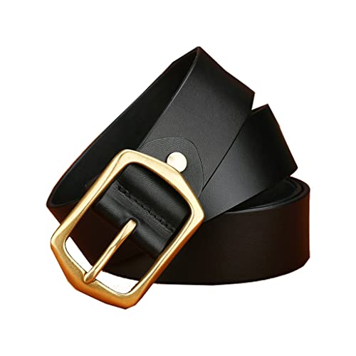 Cinturón de cuero con hebilla para hombre, de piel de vaca, para jóvenes, de mediana edad, informel (couleur : A, tamaño : 115 cm)