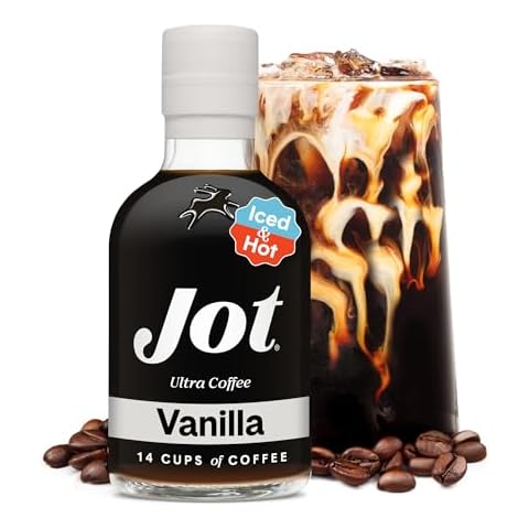 Jot Coffee Concentrate (Vanilla 1pk) - High Caffeine Instant Cold Brew Coffee, Iced Coffee Instant Espresso, Hot Coffee Drinks - Makes 14 Cups Instant Coffee Cold Brew Concentrate 150mg Caffeine/Tbsp Cover