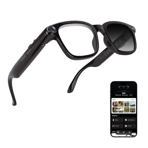 XOOMEER AI Smart Glasses with 8MP Camera 4K Video Recording and Photo Bluetooth 5.4 Audio Calls & Music AI Voice Assistan AI Recording Real Time Translation - for Life Work and Vlog