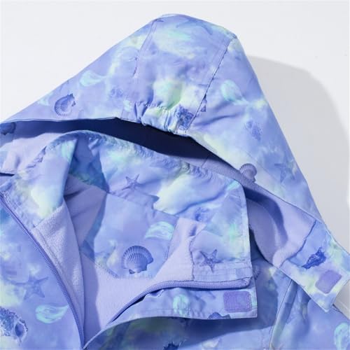 Girls Hooded Rain Jackets Zip Slim Fit Print Windproof Thick Fleece Coat Warm Casual Outerwear with Pocket2
