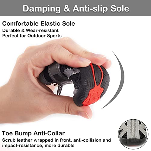 Image of KUTKUT Small Dog Boots, Breathable Shoes With Anti-Slip Rugged Sole, Hiking Boots With Reflective & Adjustable Strap Zipper Closure for Small Medium Dogs 4Pcs (Black Grey)