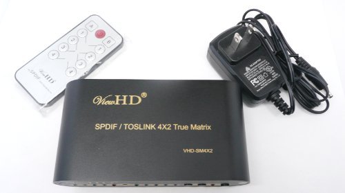 ViewHDSPDIF/TOSLINK Optical Digital Audio 4X2 True Matrix with Remote Control | VHD-SM4X2