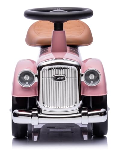 Rutschauto ab 1 Jahr Retro Classic, Rutschauto Indoor, Auto Kinder, Baby Auto, Gehhilfe mit Horn (Rosa) – Bild 7