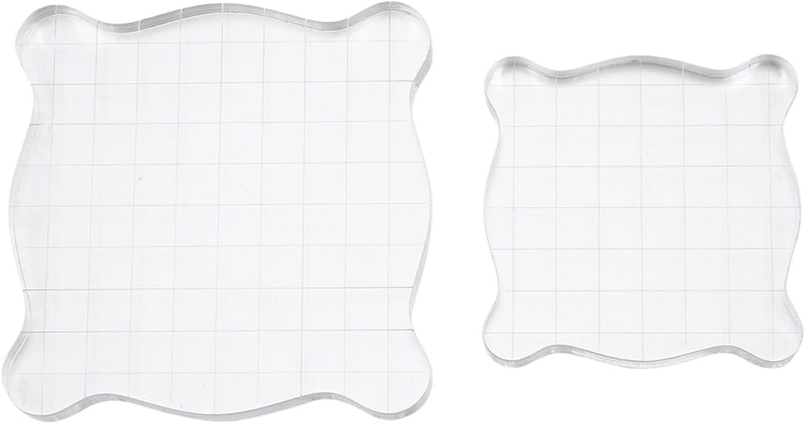 2 Pcs Acrylic Stamp Blocks with Handles, 5x5cm 7.5x7.5cm, DIY Craft Seal Stamp Accessories for Scrapbooking and Cardmaking