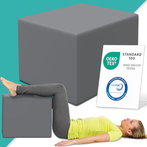 ELONEO Bandscheibenwürfel, Stufenlagerungswürfel zur Stufenlagerung, Stufenbett mit Bezug, Fitness Würfel, Schaumstoff, 40 x 50 x 50 cm