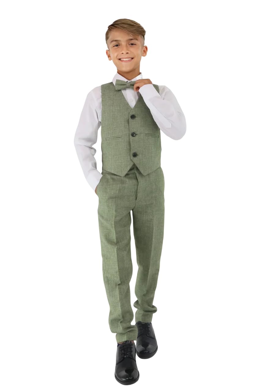 Traje Formal Texturizado de 8 Piezas para niños, Corte Ajustado, para pajes, Bodas, comuniones, de 1 a 16 años