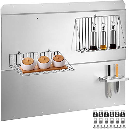 Hottest Sales VEVOR Range Backsplash with Shelf 36 x 34 Inch Range Hood Wall Shield Stainless Steel Backsplash Silver Splash Plate for Range Hood Stainless Backsplash with Removable Shelf,Stove Backsplash Panel