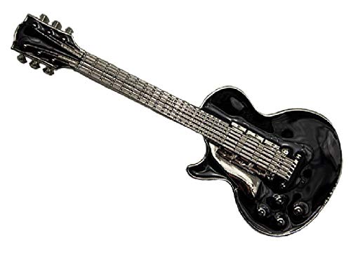 Hebilla de guitarra eléctrica negra: accesorio rockero para cinturón de cuero