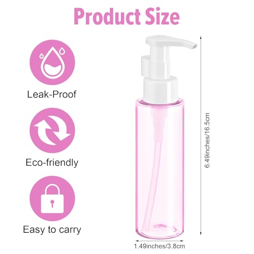 Empty Pump Bottles 4 PCS TSA Approved Travel Plastic Bottles 3.4oz/100ml Small Travel Size Pump Bottle Dispensers Leak Proof for Facial Cleansing Oil Shower Gel Refillable Shampoo & Conditioner2