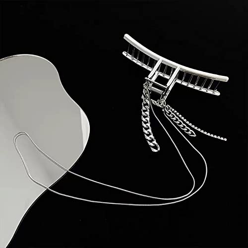 Spinka do włosów metalowy łańcuch Tassl pazury do włosów duży srebrny kolor Barrettes spinki do włosów duże spinki do włosów akcesoria do włosów dla kobiet nakrycia głowy Hairgrip