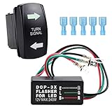 Turn Signal Rocker Switch with Flasher Green LED On/Off/On Kit for ATV UTV RV Off-Road Pickup Tractor Boat Motorcycle Universal Motor Internal Switch