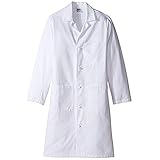 Worklon 437XS サンフォライズドコットン ユニ ラボコート 布結びボタン付き、長さ39-1/2インチ、XS、ホワイト
