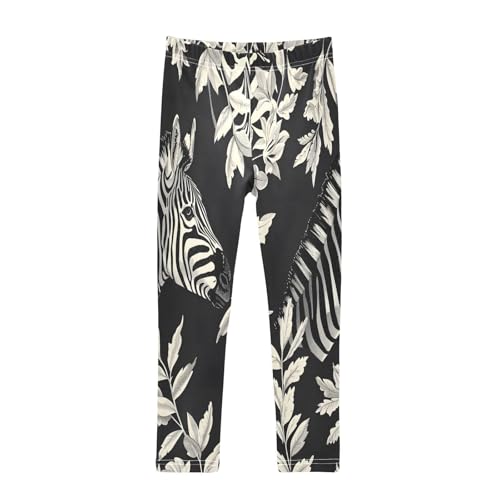 Bolaz Toddler Girls Leggings Printed Yoga Pants Leggings Zebra and Leaves for Kids