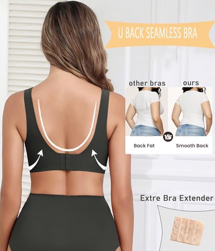 Image of Avidlove Wireless Bras for Women Comfortable Jelly Bra Deep V Seamless Bralette Full Coverage Padded Bralette Everyday