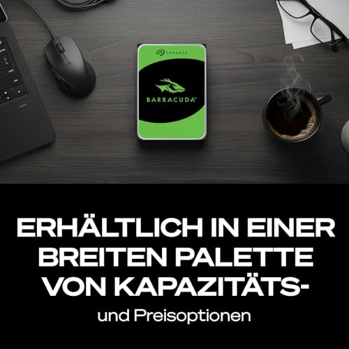 Seagate BarraCuda 2TB, Interne Festplatte HDD, 3.5 Zoll, 7200 U/Min, 256 MB Cache, SATA 6GB/s, silber, inkl. Data Rescue Service (ST2000DMZ08)