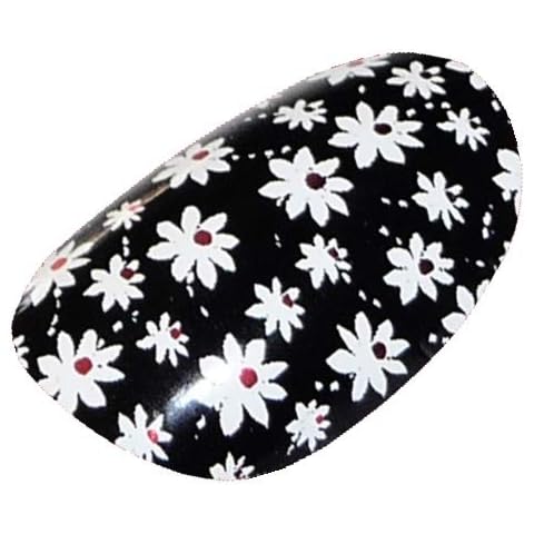 Chix Nails Nail Wraps Red Spot White Daisy Black Floral Flowers Print Fingers Toes Vinyl Foils Cover