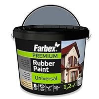 FARBEX Universal Premium Gummi Farbe-Innen und Außenfarbe für alle Oberflächen, Elastische Abdichtung gegen Feuchtigkeit, Witterung-1,2 kg-Grau