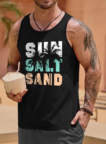 Image of VOGSTART Mens Hawaiian Beach Tank Tops Summer Vacation Muscle Top Graphic Sleeveless Shirts (S-3XL)