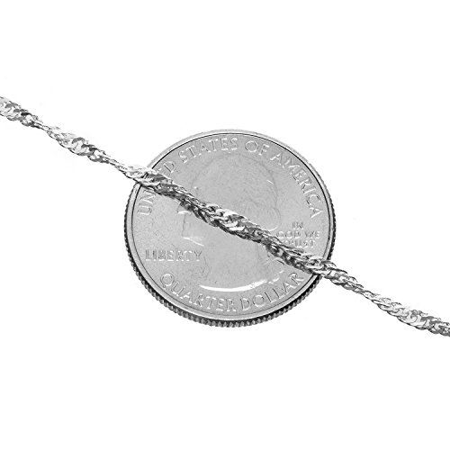 925 Sterling Silver 2 Mm Singapore Chain Italian Necklace Lightweight Strong Lobster Claw Clasp 22 Inch #TOP4