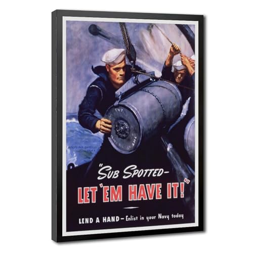 Poster US Navy Seconde Guerre Mondiale - Impression sur toile pour bureau 40x60 cm