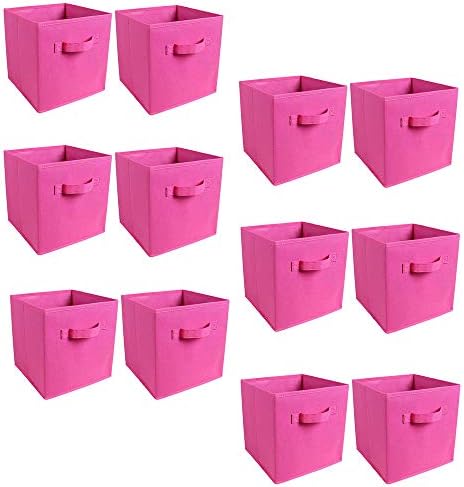 Ansley&HosHo-EU Set of 4 Storage Box Cube Wardrobe Storage Organiser Fabric Collapsible with Handle for Kids Toys Clothes Laundry Underwear Bedroom, Yellow