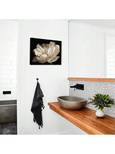 Impression sur toile fleurs pour mur vide : grand tableau moderne noir et blanc avec cadre - 4