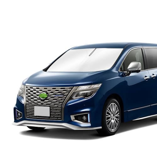 CARTIST エルグランド 52系 サンシェード ELGRAND 3代目 H22.8-現行 サンセット サンライン サンフィア フロントサンシェード 日よけ 遮光 シェード UVカット 車中泊 カスタムパーツ アクセサリー 内装パーツ カー用品 取付簡単 ハンドルカバー収納袋付