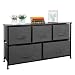 SUPER DEAL Extra Wide Dresser Storage Tower with 5 Foldable Easy Pull Fabric Bins, Wood Top, Steel Frame, Organizer Unit for Bedroom, Living Room Dresser, Guest Room, Closet, Nursery, Hall