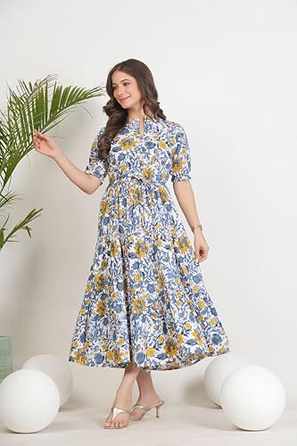 Image of Kuruti B Sheets Women's Cotton Floral Printed Regular Fit Anarkali Kurta for Women