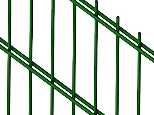 Doppelstabmattenzaun | Gartenzaun | Komplettset | 123cm hoch | verzinkt und pulverbeschichtet (50m, Grün (RAL 6005)) Cover