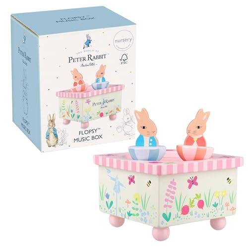 Orange Tree Toys Peter Rabbit Toys - Flopsy Wooden Music Box, Musical Toys, Toddler - Perfect Baby Gifts for Nursery, Early Development & Activity Toys - Official Licensed Peter Rabbit Gifts