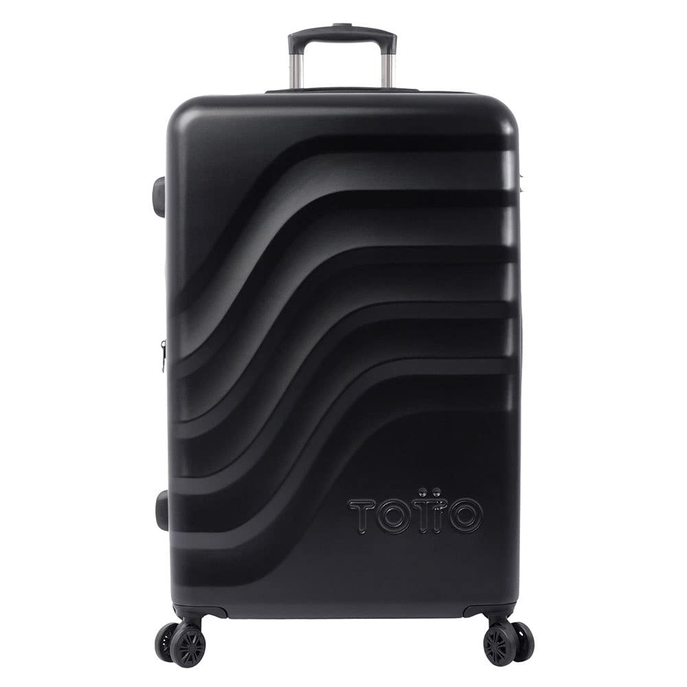 TOTTO - Maleta Rígida Grande, Modelo Bazy+, 50 x 79 x 30.5 cm, Capacidad 100 L, Expandible, Alta Resistencia a Impactos, Ruedas 360º, Manija Telescópica, Correas Internas, Candado TSA, Color Negro