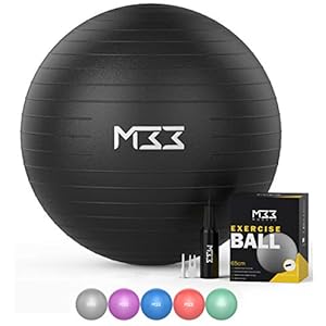 Mode33 55-85cm Exercise Ball – Anti-Burst Extra Thick Yoga Ball, Hand Pump Included – Strengthen Core, Improve Posture Fitness, Pilates, Pregnancy Workout Stability & Support – Multiple Sizes & Colors