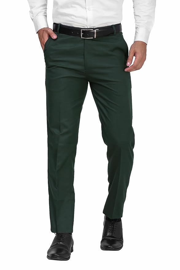 Men's Solid(Plain) Formal Trousers | Cotton Stretch Regular Fit Office Pants for Business Meetings, Work, Formal Occasions-picture-56