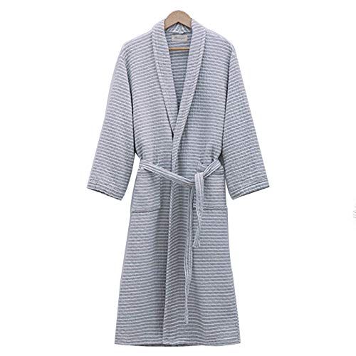 Peignoir gaufré en coton couple : pyjama rayé automne hiver