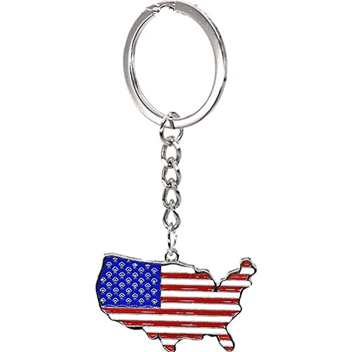 Hrippy USA Independence Day USA Drapeau Porte-clés Géométrique en Métal Porte-clés Personnalisé en Alliage De Zinc Porte-clés Pendentif pour Clé De Voiture