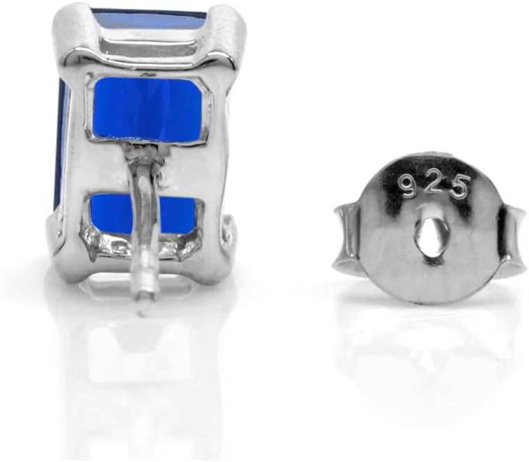 Silvershake 7X5MM Octagon Shape Gemstone White Gold Plated or Yellow Gold Plated 925 Sterling Silver Business Attire Stud Post Earrings Jewelry for Women