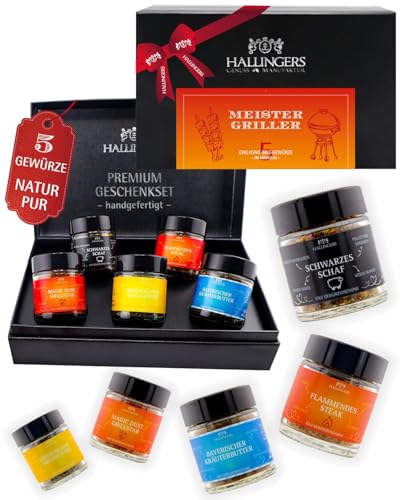 Hallingers Genuss Manufaktur Grillgewürze Geschenkset – 5 Premium Gewürze zum Grillen & BBQ in...