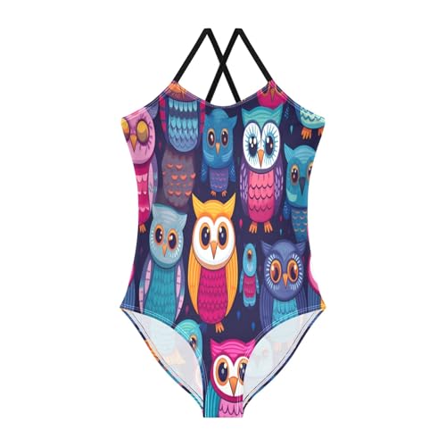 Colorful Owl Girls One-Piece Swimsuit Beach Bathing Suit
