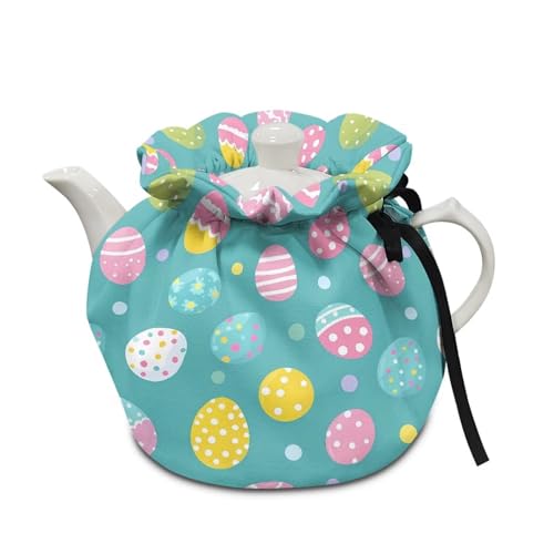 Image of Colorful Eggs Insulated Teapot Cover, Heat Preservation Washable Teapot Protective Cosy for Kitchen Home Tea Party Decor, Red
